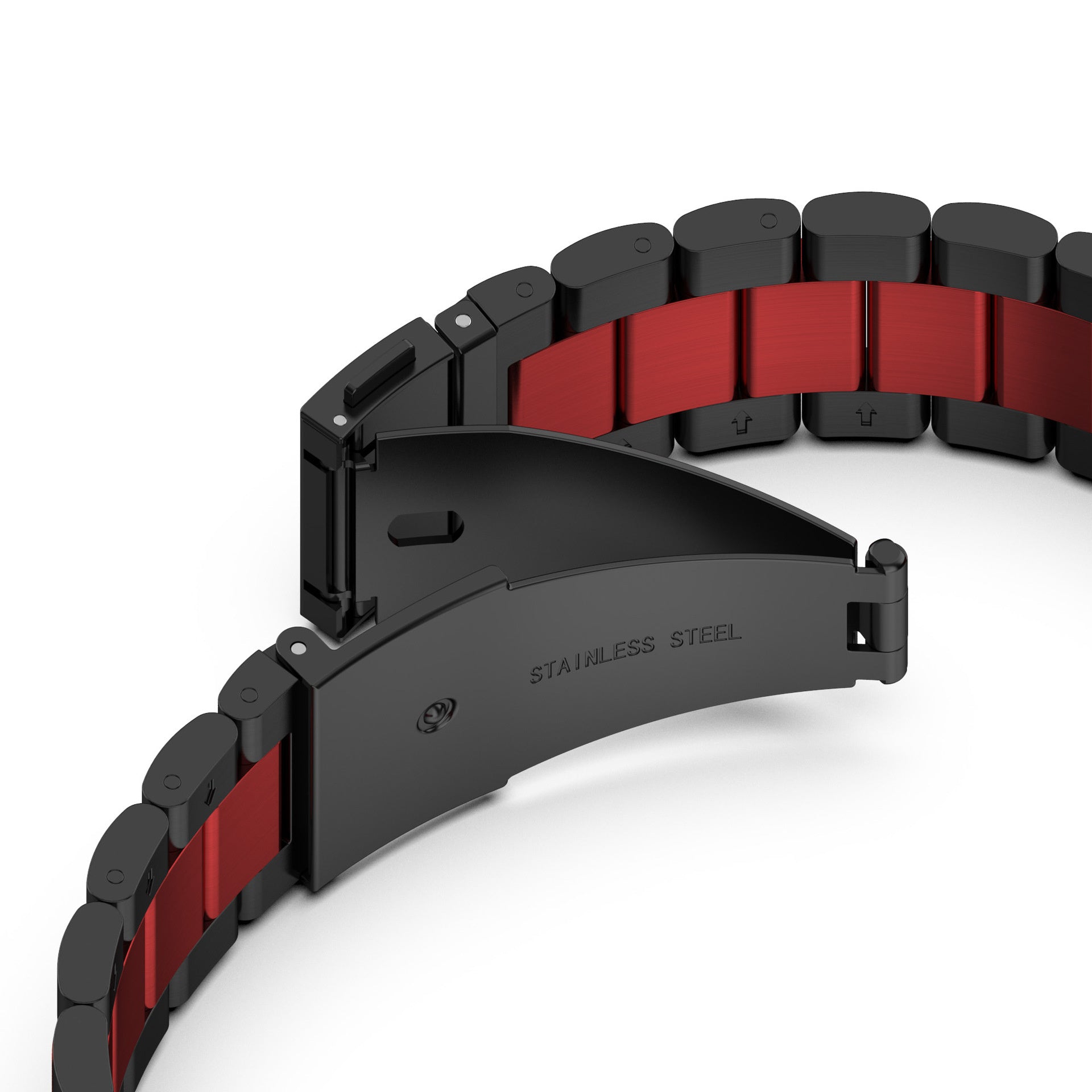 For Samsung Galaxy Fit3 Quick Release Watch Strap Stainless Steel Watchband - Black / Red / Black For Samsung Galaxy Fit3 Quick Release Watch Strap Stainless Steel Watchband - Black / Red / Black